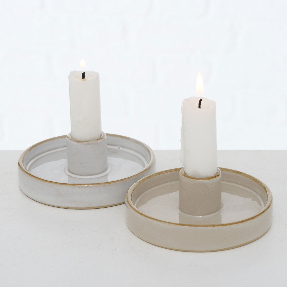Kerzenleuchter Marima Rund 4 x 10 x 4 cm beige weiß Keramik Bild 6