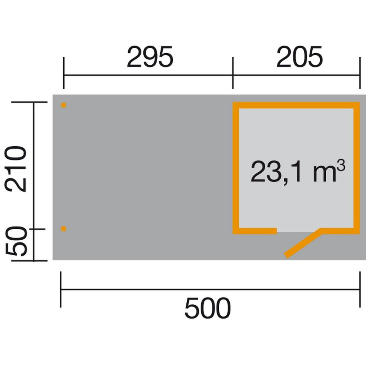 Weka Designhaus Line 172 B mit Anbau 300 cm 544 x 284 x 226 cm braun Bild 3