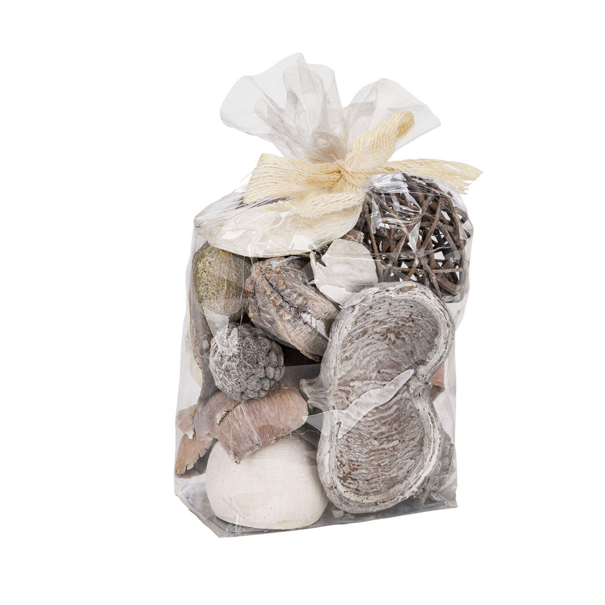 Naturdeko im Beutel 12 x 20 x 7 cm beige