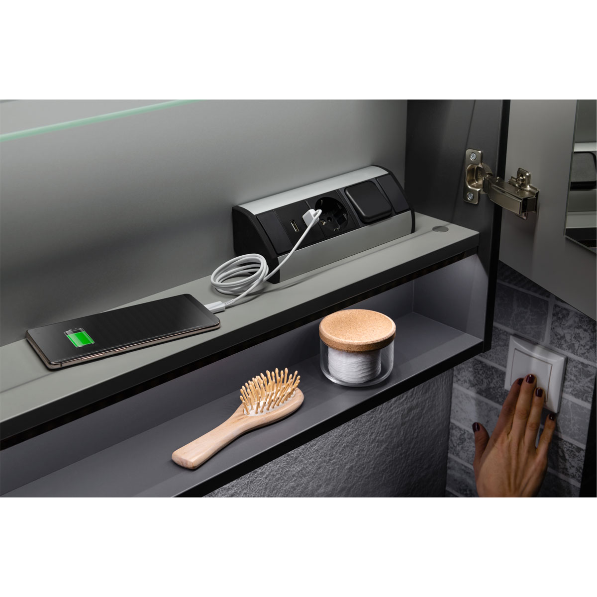 Fackelmann  Spiegelschrank LUNA 800 x 793 x 153 mm anthrazit Bild 6