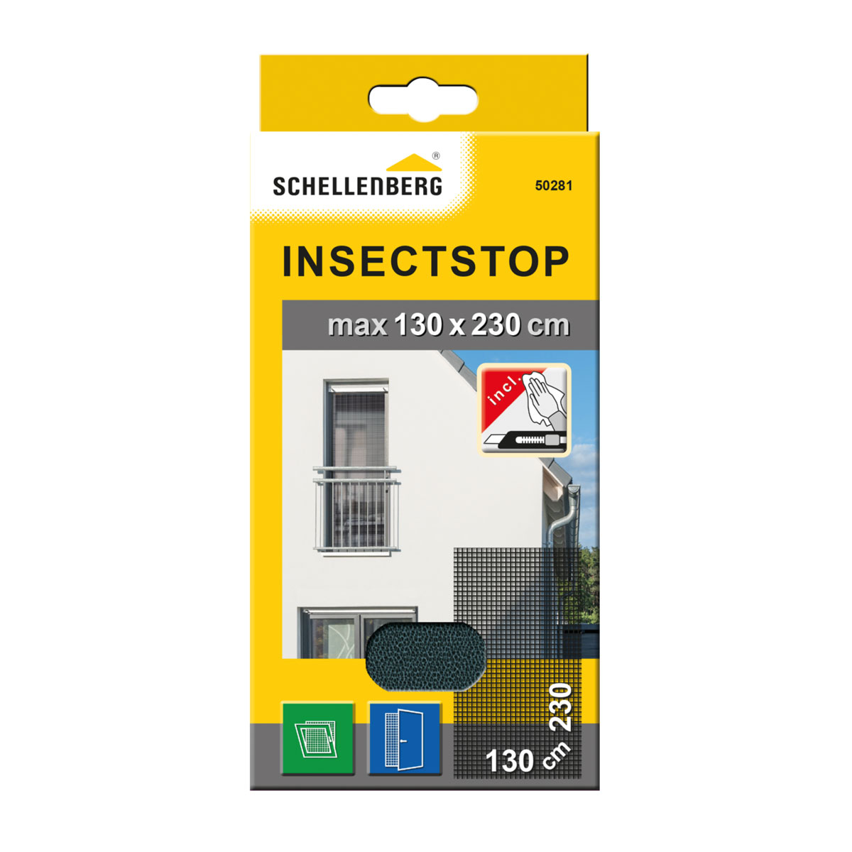 Schellenberg Insektenschutz für bodentiefe Fenster 130 x 230 cm anthrazit