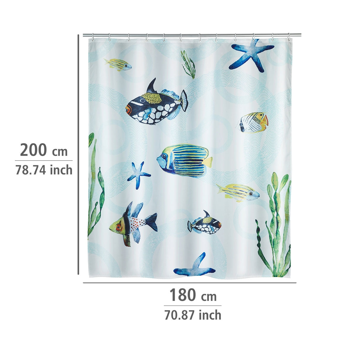 Wenko  Duschvorhang Aquaria Textil Polyester 180 x 200 cm waschbar Bild 5