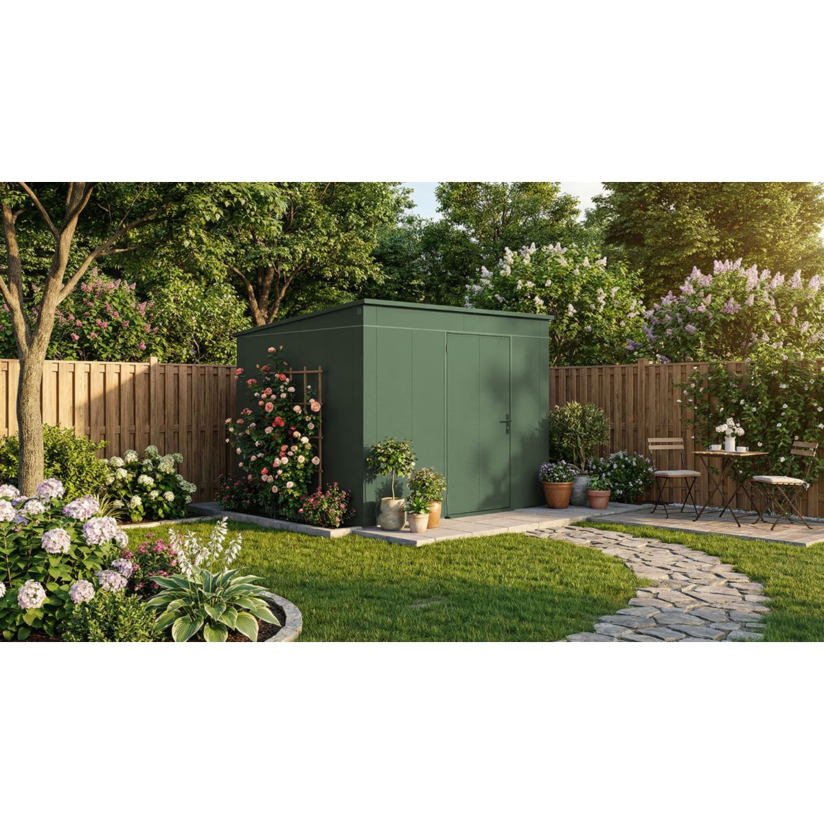 Weka Metall-Gerätehaus , 0,7mm, 292 x 298, grün