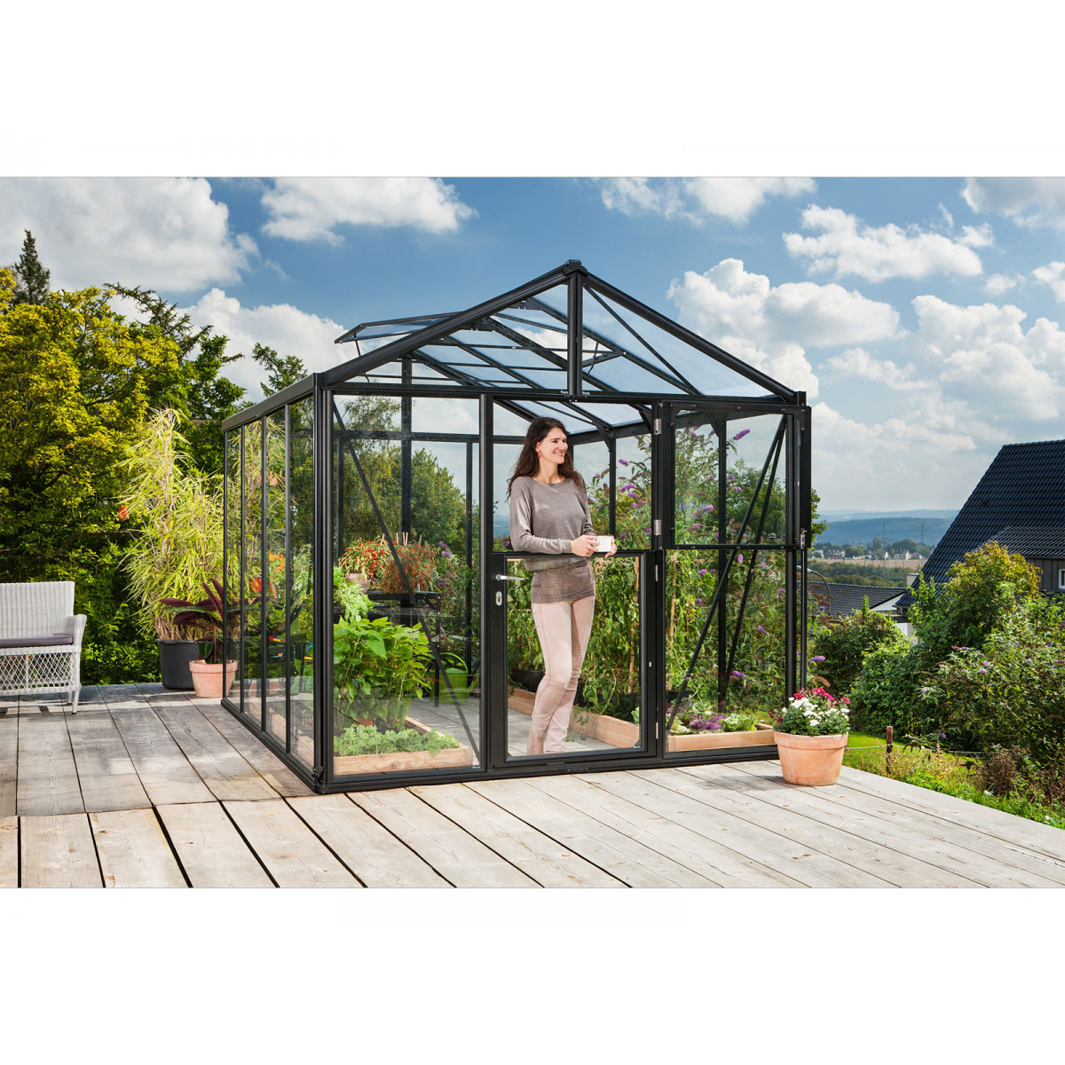 Vitavia Gewächshaus Zeus 8100 ESG 8,1m² 3 mm Einscheibensicherheitsglas schwarz Bild 4