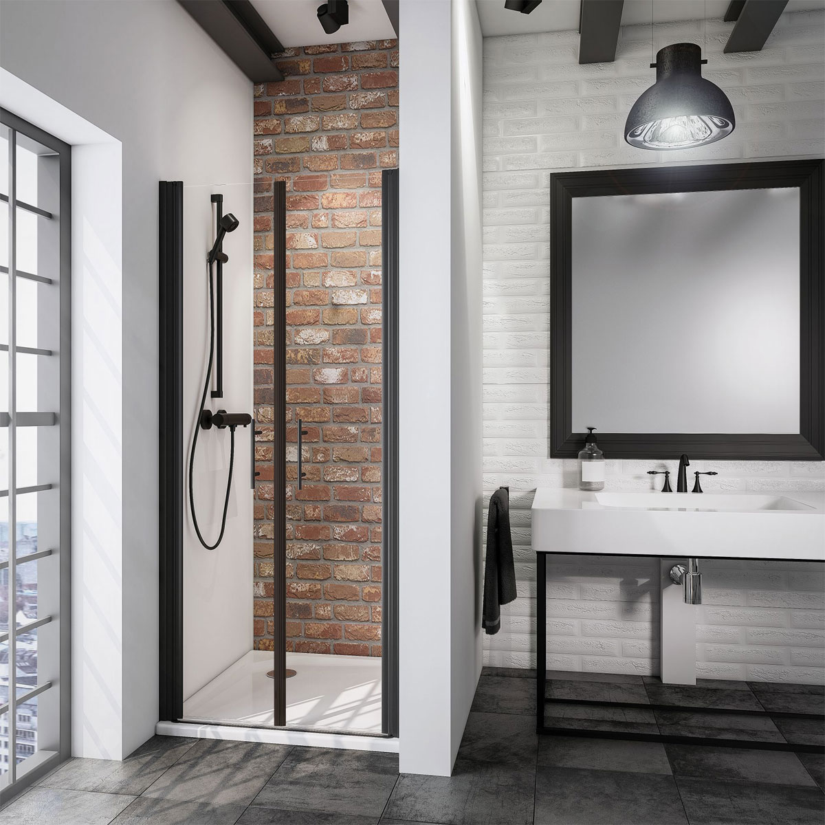 Schulte BlackStyle Pendeltür in Nische Alexa Style 2.0 192 x 80 cm