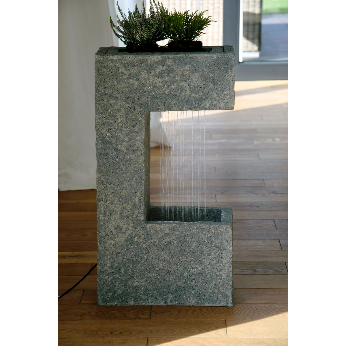 dobar Design-Gartenbrunnen mit Pflanzkasten 20,5 x 70 x 39 cm grau Bild 4