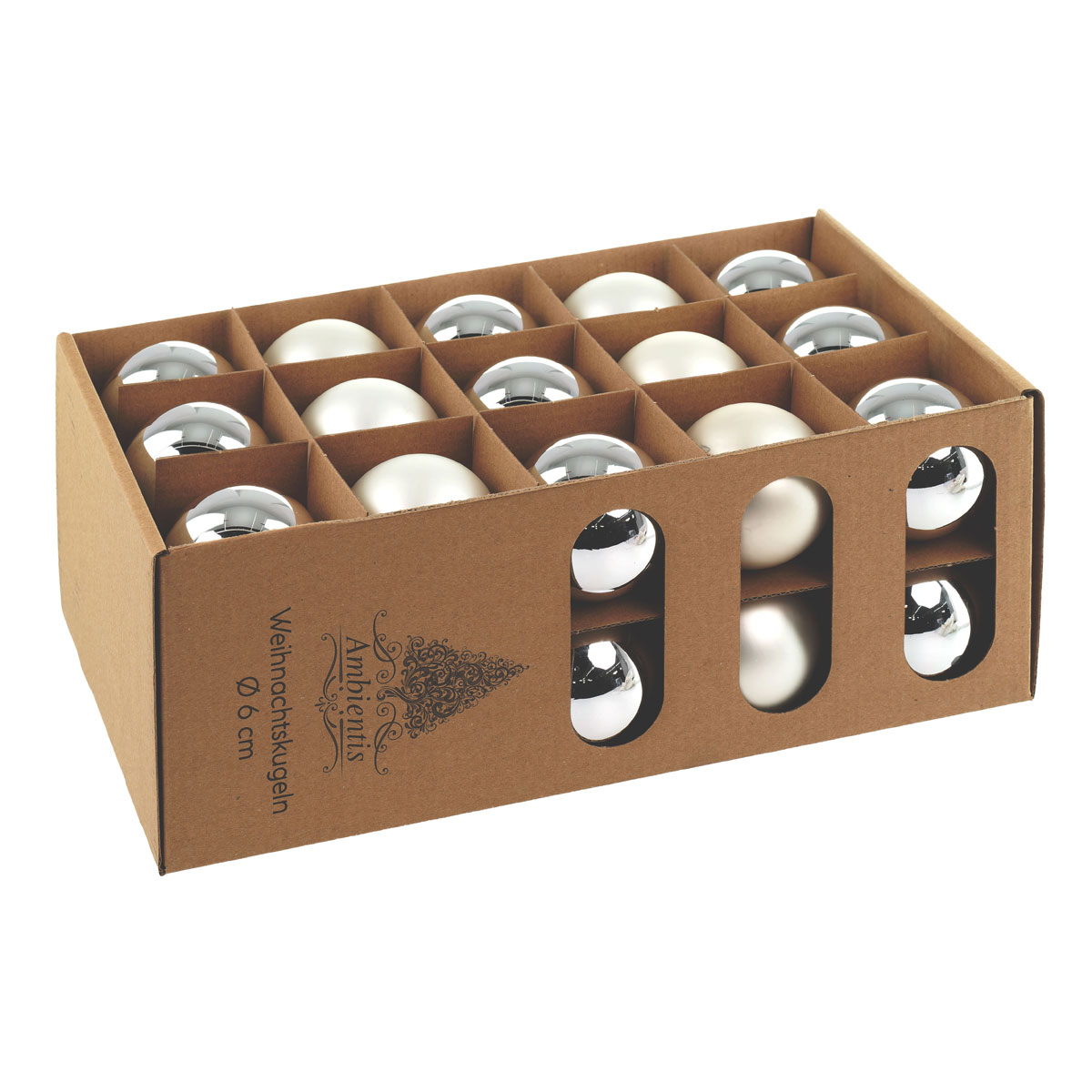 Ambientis Glaskugeln 6 cm silber weiß Mix Bild 2