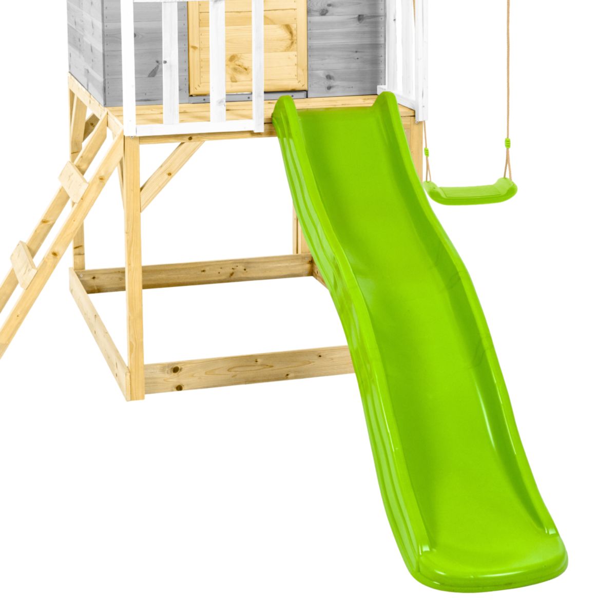 Zwerkules Spielhaus Valli 3 inkl. Rutsche & Doppelschaukel 352x370x277 cm Bild 4