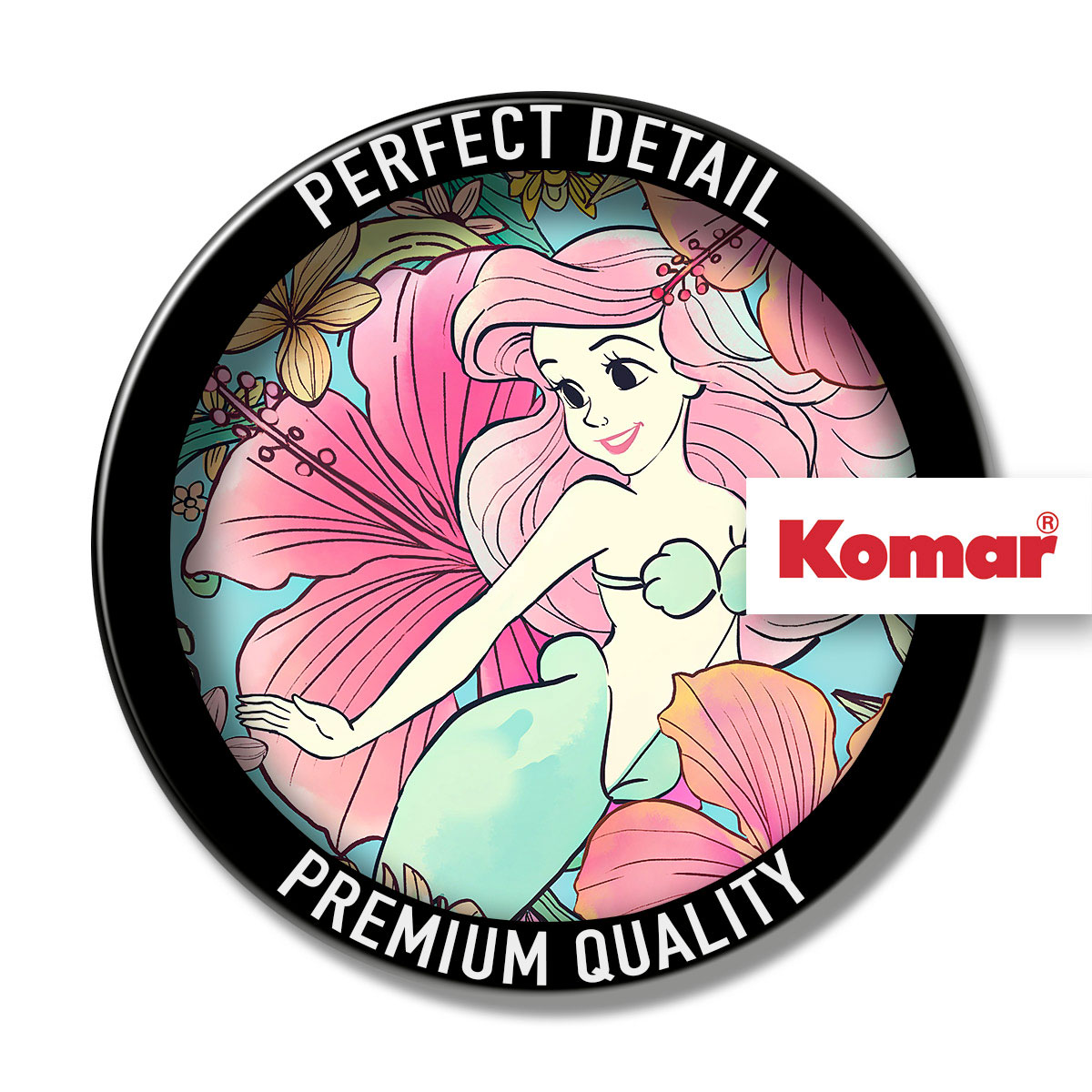 Komar  Selbstklebende Vlies Fototapete rund Ariel Ocean Flowers Durchmesser 125 cm