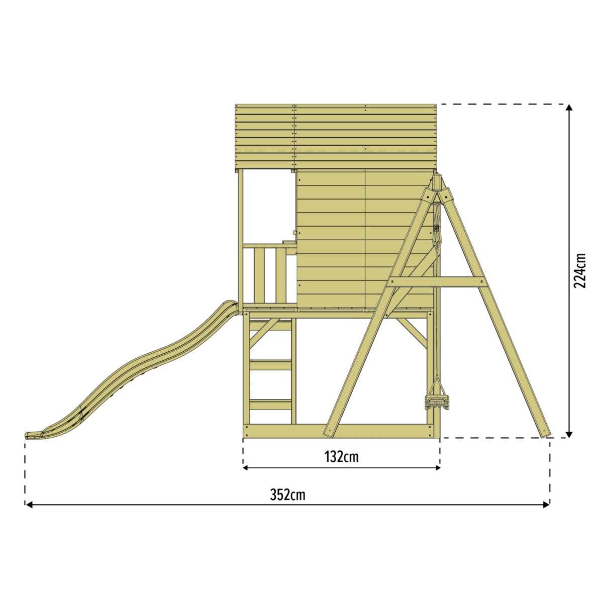 Zwerkules Spielhaus Lolla 2 inkl. Rutsche & Schaukel 352x280x224 cm Bild 9
