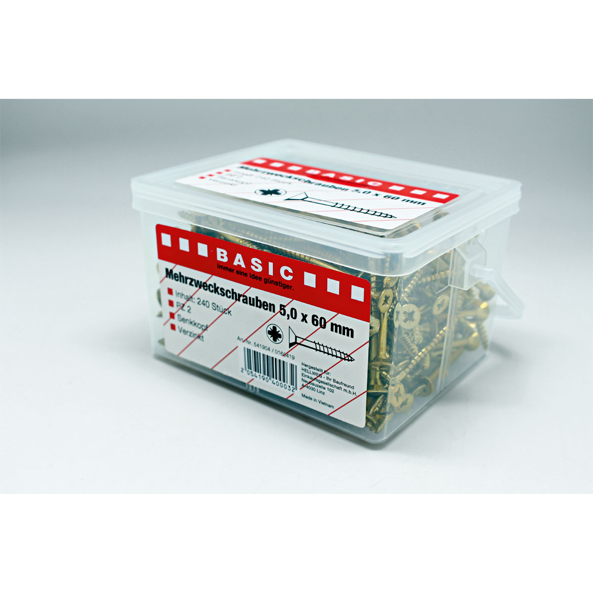 Basic Mehrzweckschrauben 5 x 60 mm 240 Stück im Eimer