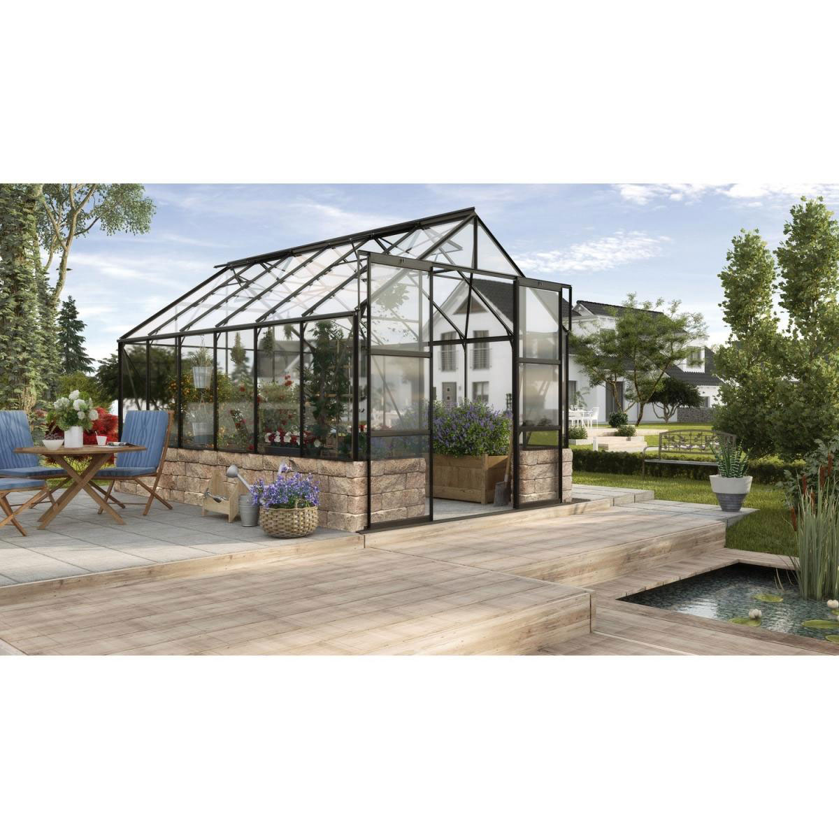 Vitavia Gewächshaus Cassandra 9,9m² 3 mm schwarz-sand
