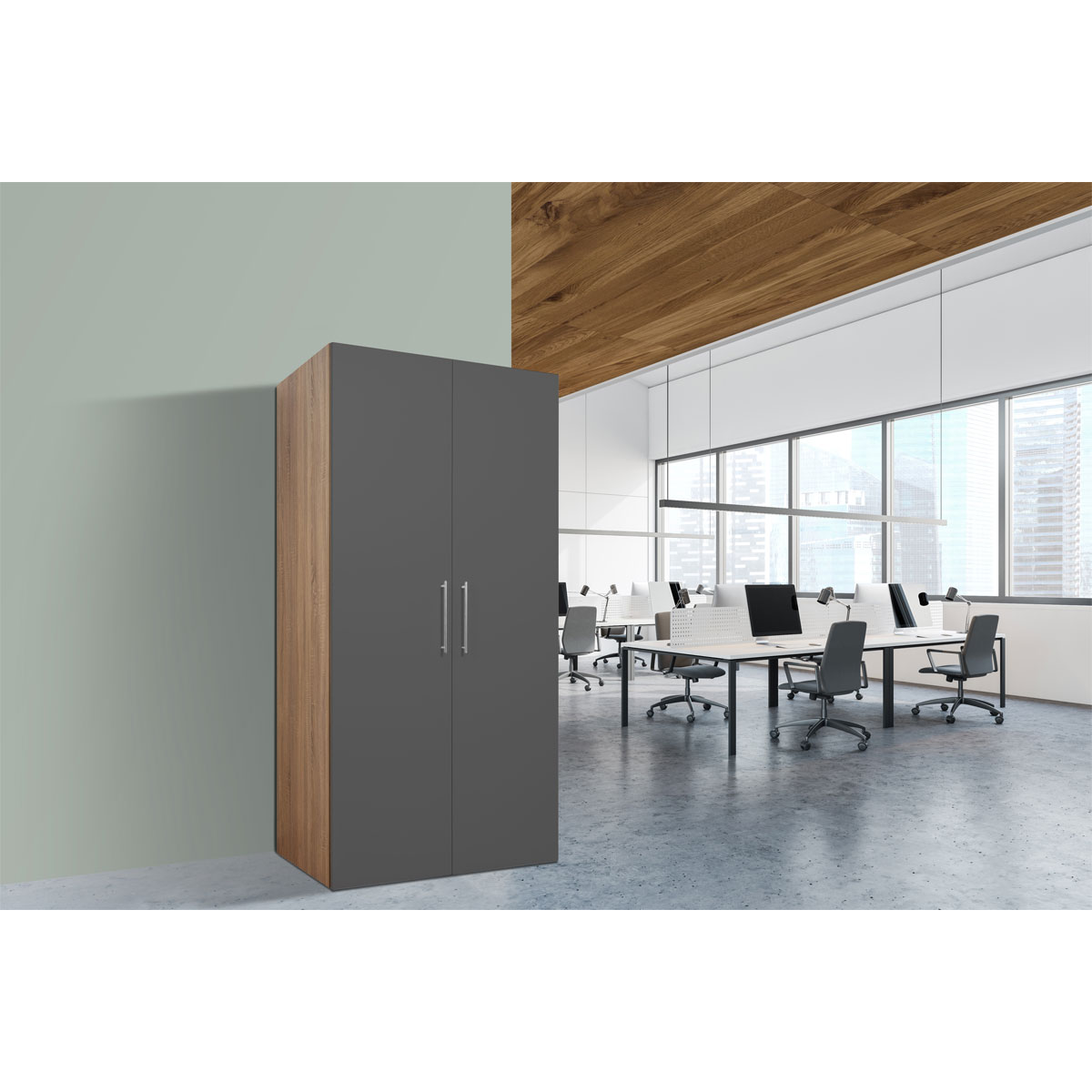 Schrankkueche Eiche saegerau grau SKESG Bild 4