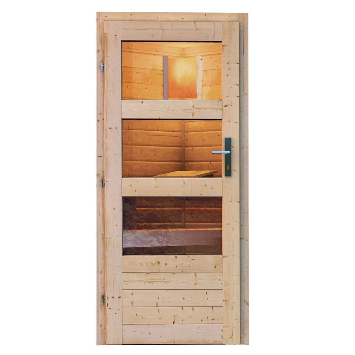 Karibu Saunahaus Torge 38 mm 9 kW Ofen externe Strg moderne Tür Bild 4