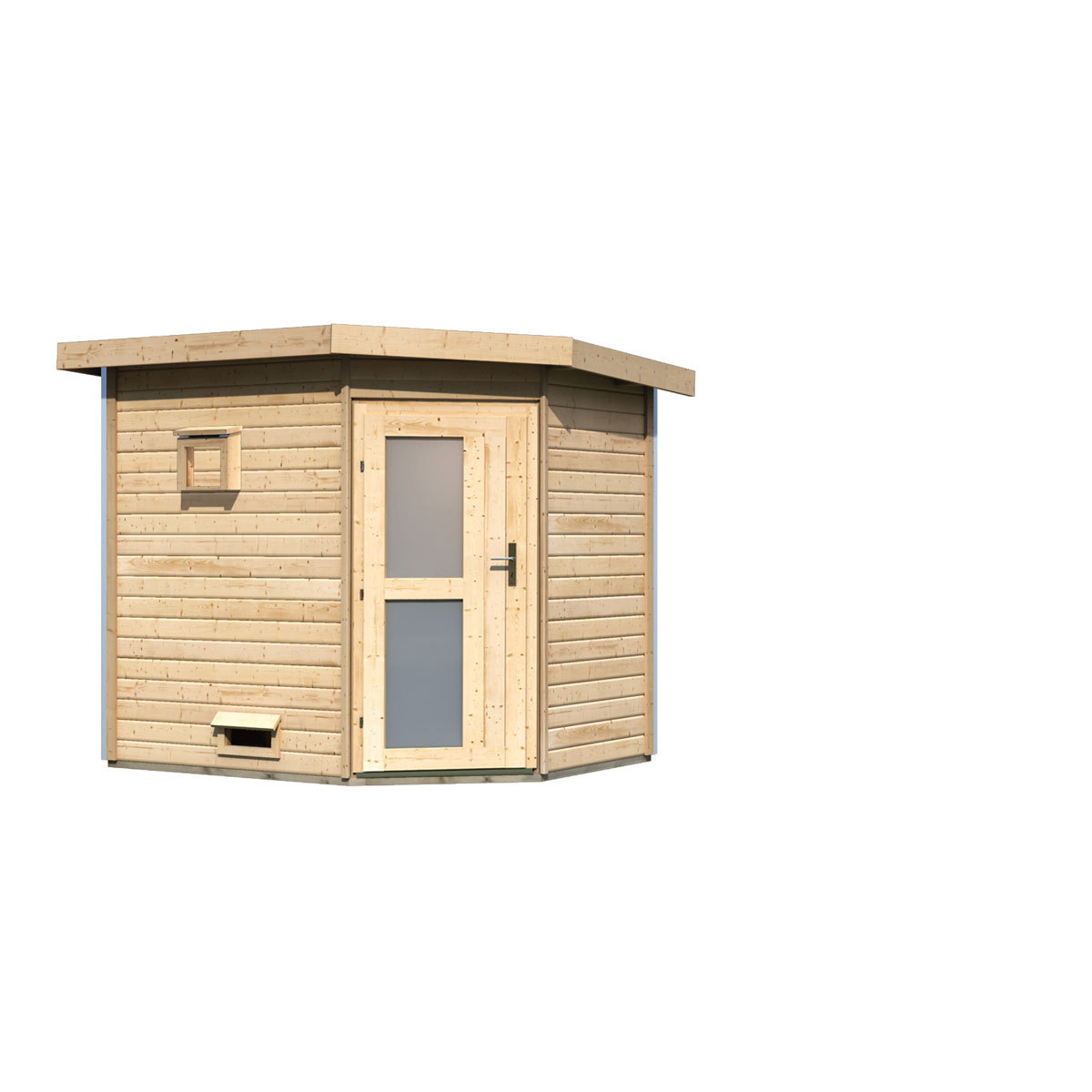 Karibu Saunahaus Mikka 38 mm ohne Ofen Milchglastür Bild 3