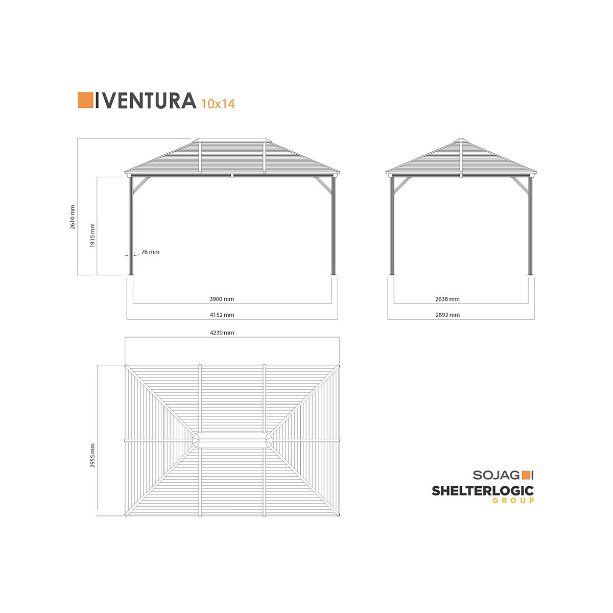 Sojag Pavillon Ventura 1014 295,5x423x261cm Basaltgrau Bild 9