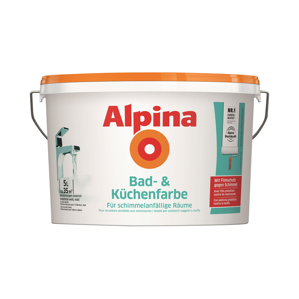 Alpina Bad- und Küchenfarbe Weiß Matt 5 L Bild 1
