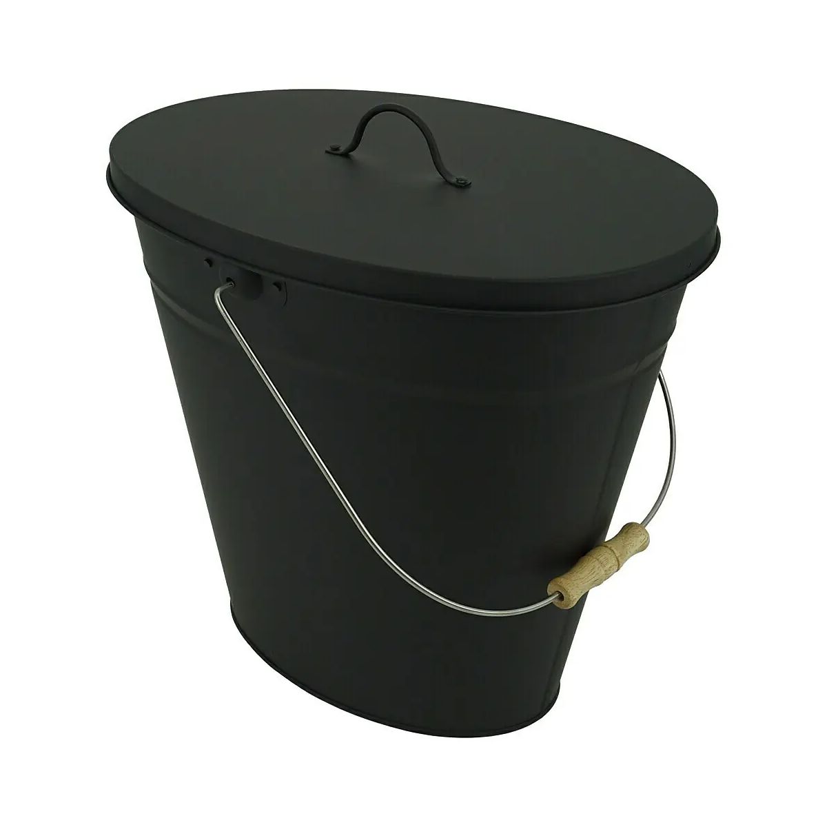 Valo Ascheeimer oval mit Deckel, 24l, Schwarz