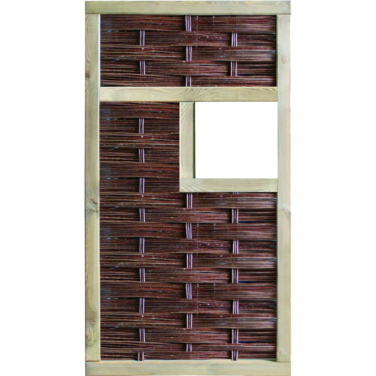 TETZNER & JENTZSCH Zaunserie „LABO-3D“, Weidengeflechtzaun, 94 x 180 cm, 1 Fenster mittig