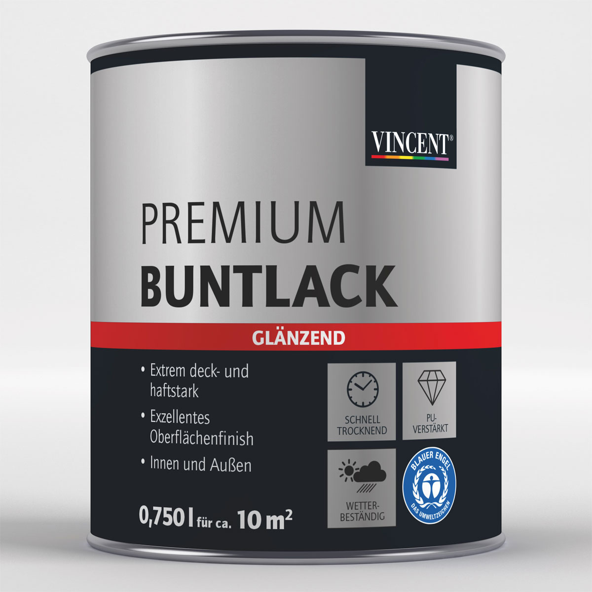 Vincent Premium Buntlack grau metallic glänzend 750 ml