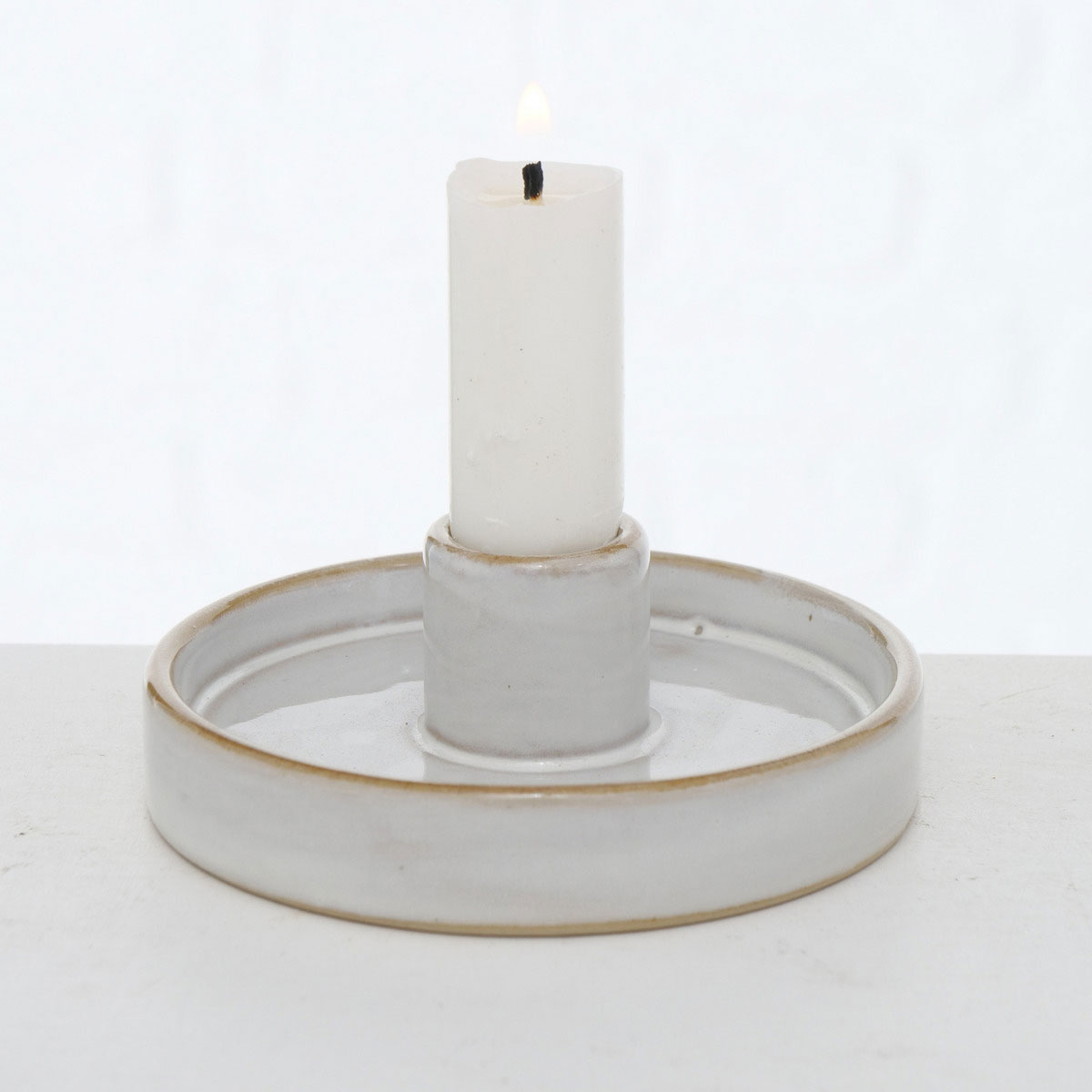 Kerzenleuchter Marima Rund 4 x 10 x 4 cm beige weiß Keramik Bild 4