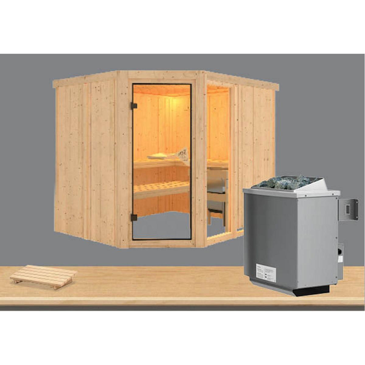 Karibu Systemsauna Fiona 3 68 mm 9 kW Ofen integr Strg ohne Dachkranz Bild 2