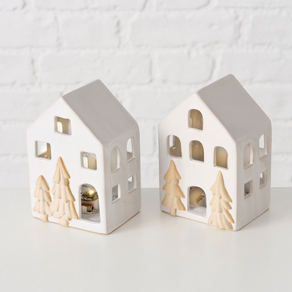 Dekoaufsteller Castle 2sort. Haus 7 x 5,5 x 10,5 cm weiß Keramik