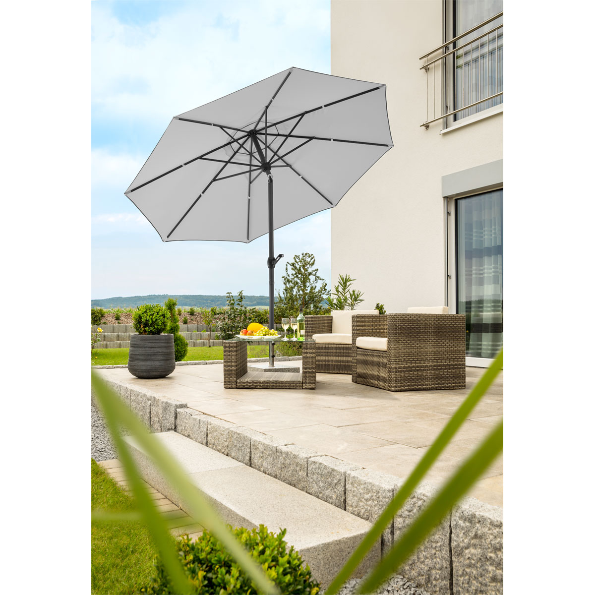 Schneider Schirme Sonnenschirm Adria Durchmesser 300 cm silbergrau Bild 5