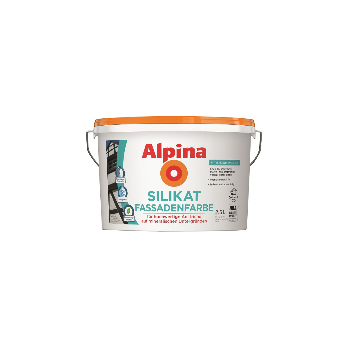 Alpina Silikat Fassadenfarbe Weiß Matt 2,5 L Bild 1