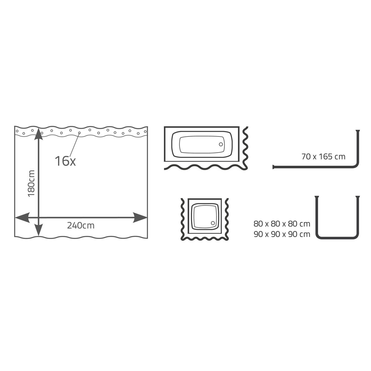 Valblue  Duschvorhang Univers Textil 240 x 180 cm Bild 3