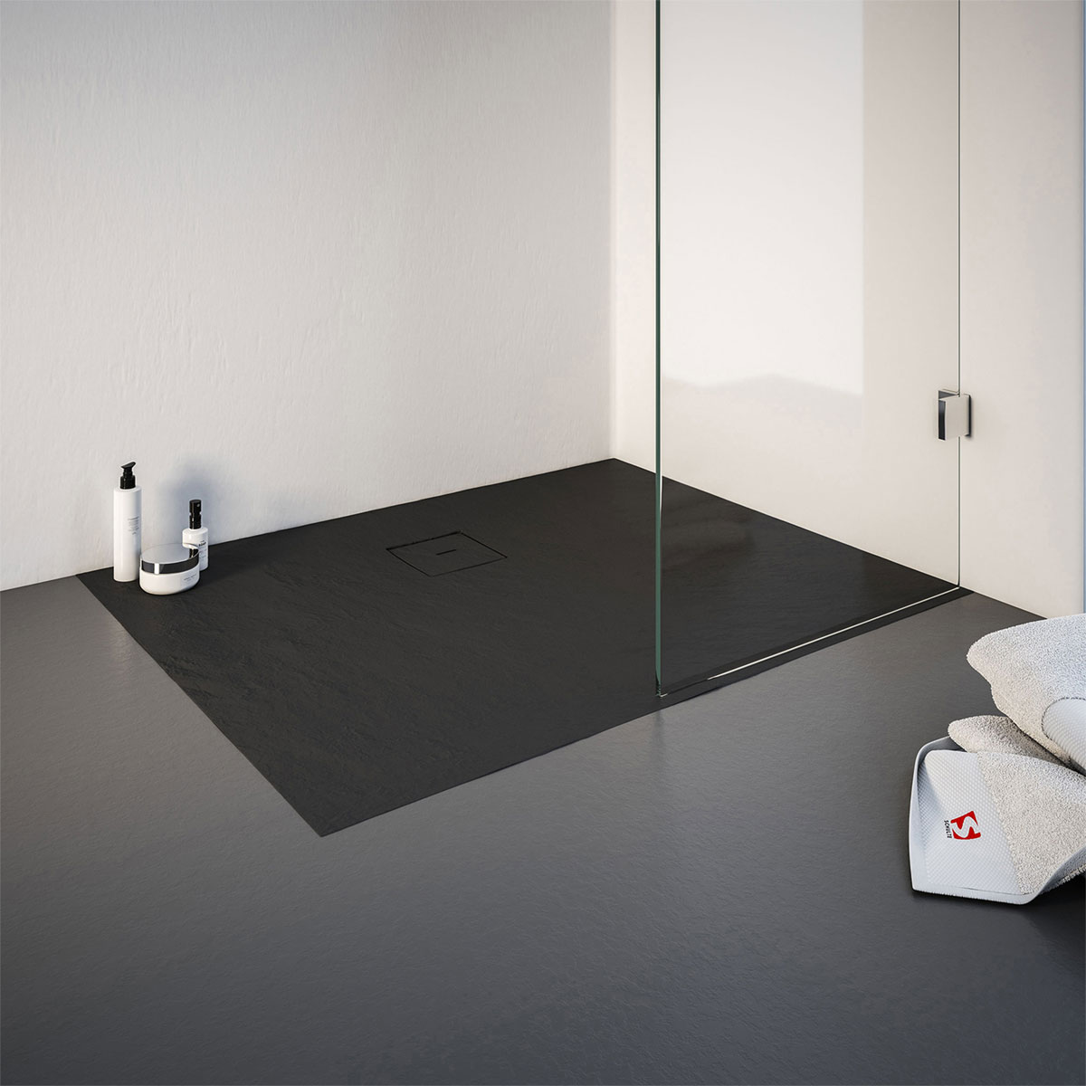 Schulte Express Plus Duschwa Mineralg Steinstr Rechteck -Plan 1000 x 750 anthraz. Bild 2
