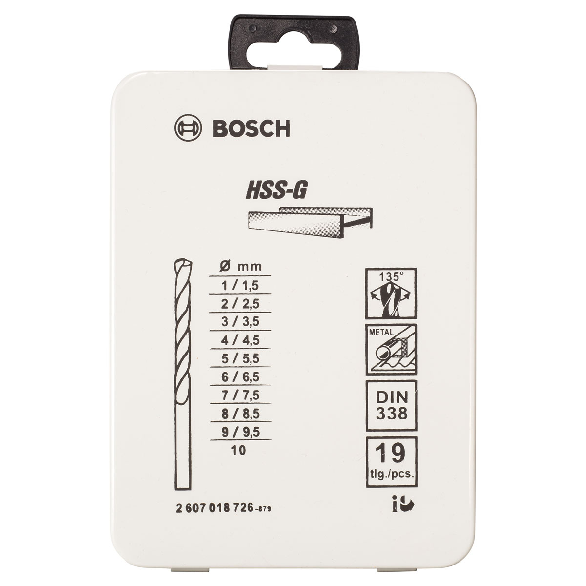 Bosch Professional  19-teiliges Metallbohrer-Set HSS-G DIN 338 135 in Metallkassette 1–10 mm Bild 2
