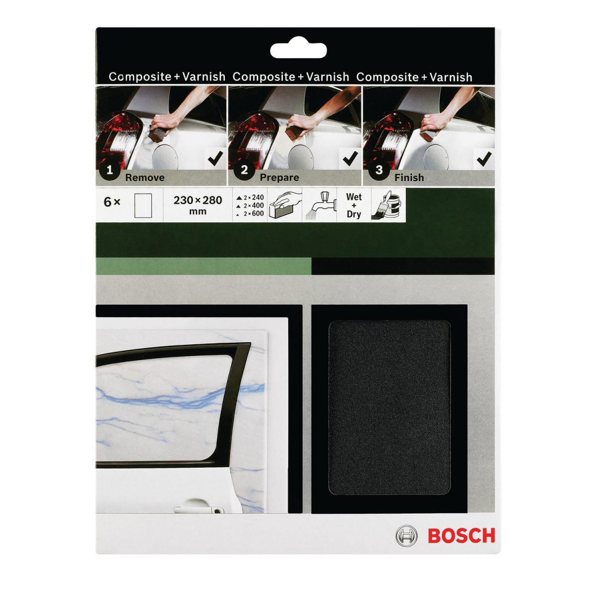Bosch  DIY Handschleif-Set 230 x 280 mm 2xK240K400K600 4- teilig schwarz Bild 2