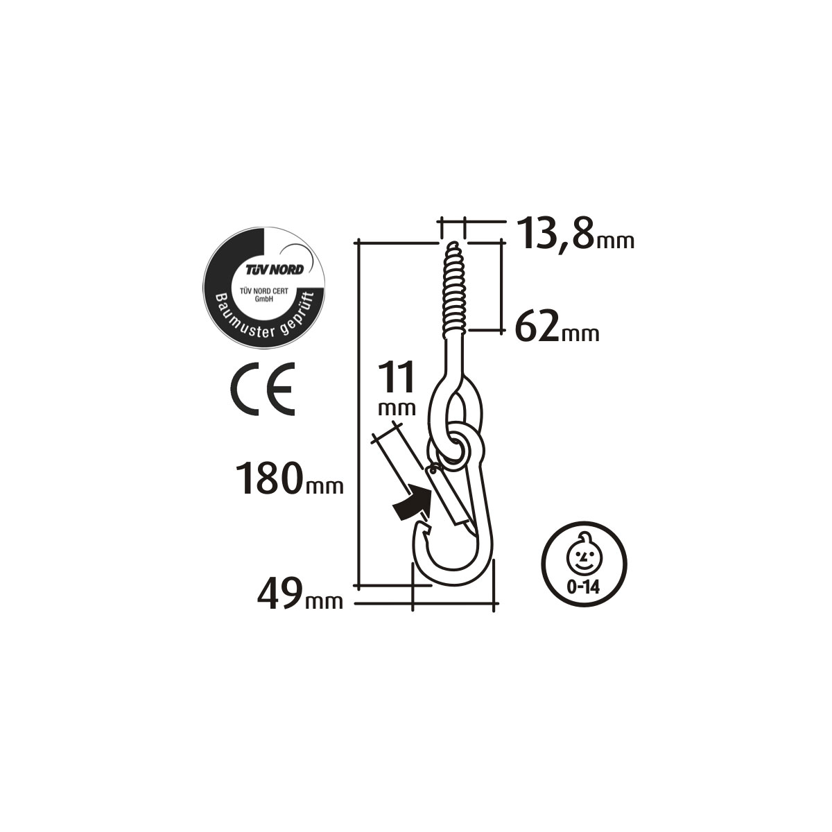 Sicherheits-Schhaukelhaken Holzgewinde Bild 2