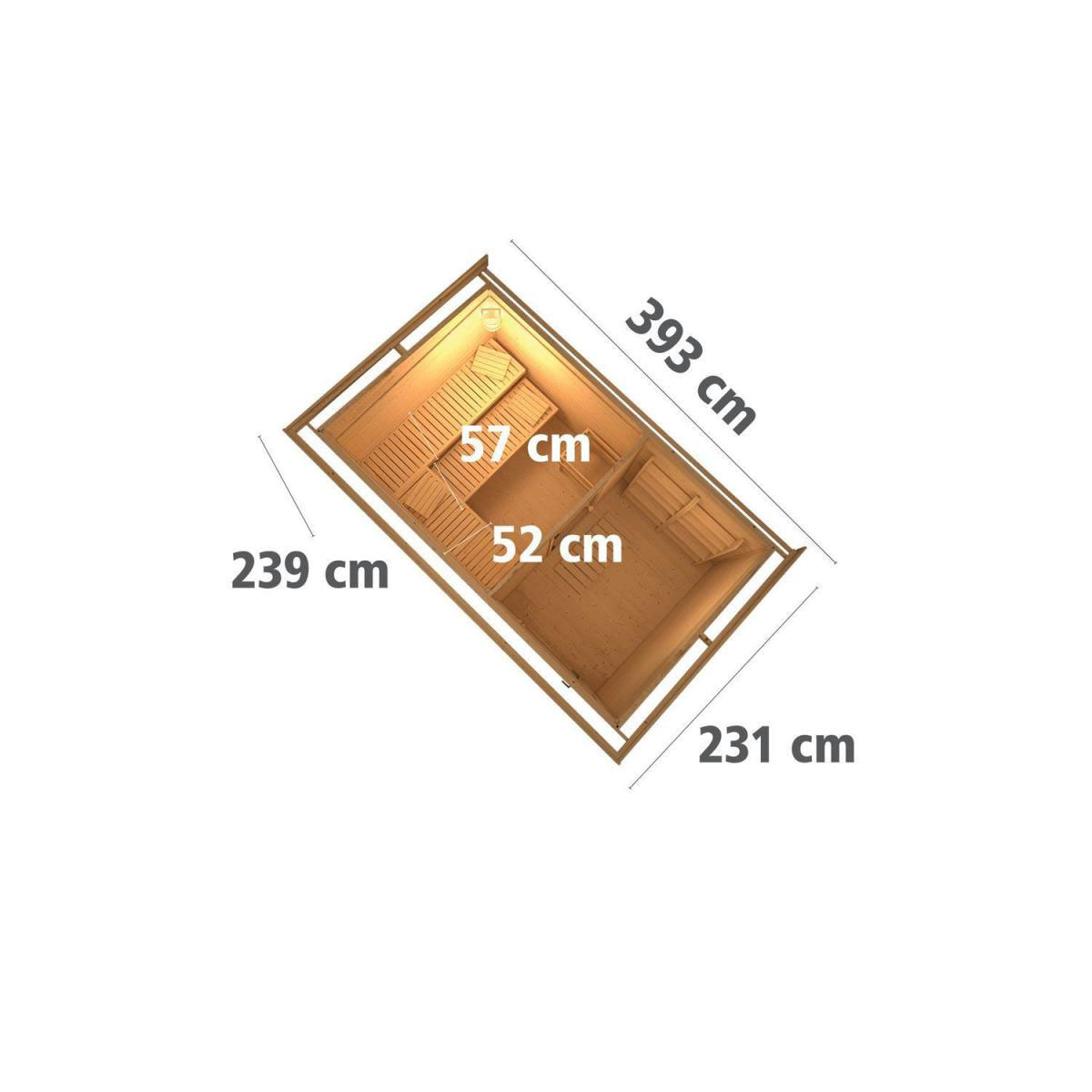 Karibu Saunahaus Skrollan 3 38 mm ohne Ofen moderne Tür Bild 9