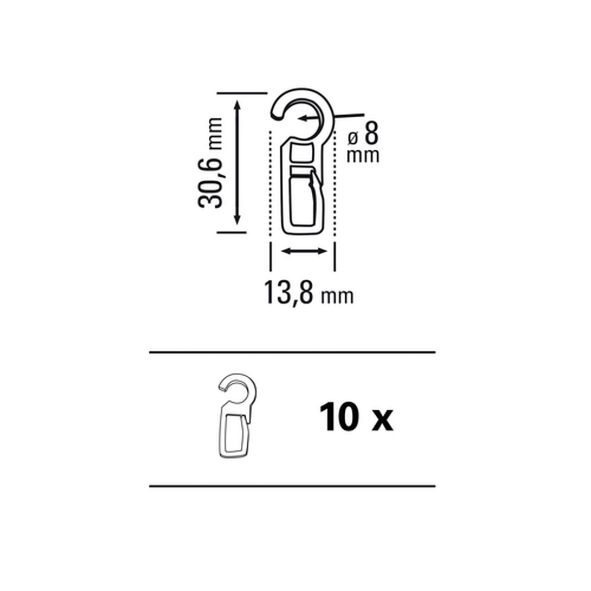 Gardinia Faltenlegehaken transparent Bild 2