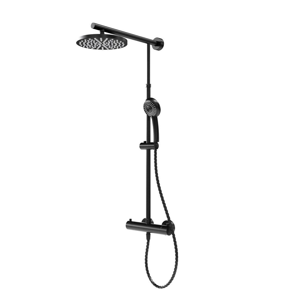 Schulte  Duschsystem DuschMaster Rain Classic - Black Style mit Thermostat Kopfbrause rund Bild 1
