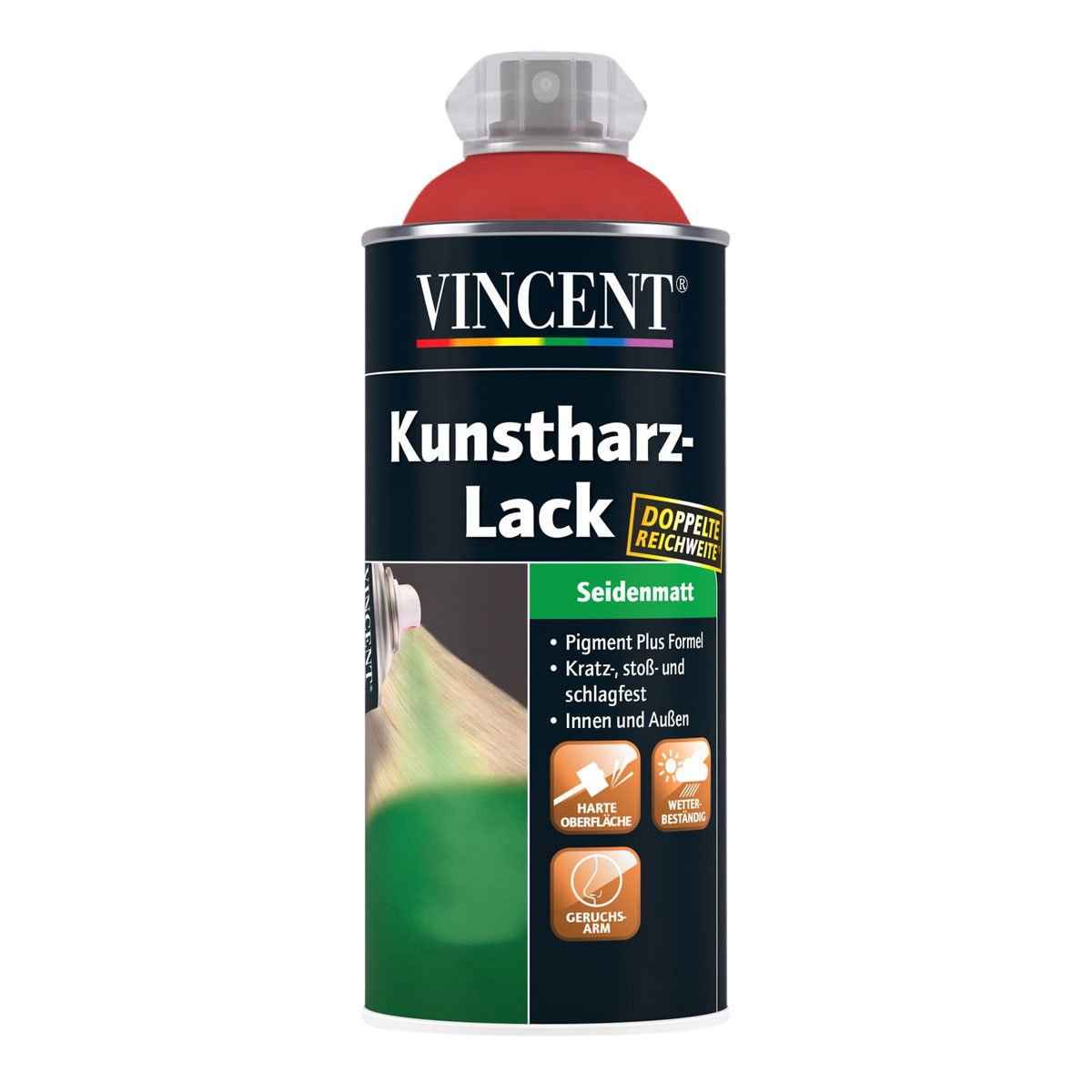 Vincent Kunstharzlack Spray Verkehrsrot 0,4 L Seidenmatt