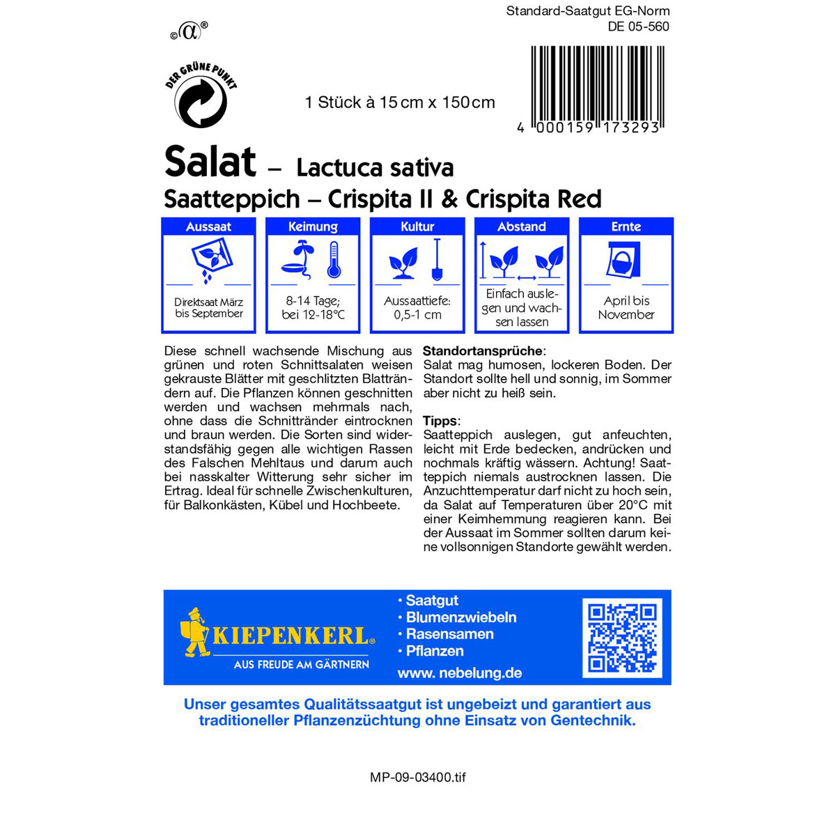 Kiepenkerl Salat Crisp IICrisp Red LS16037 Saatteppich Bild 3