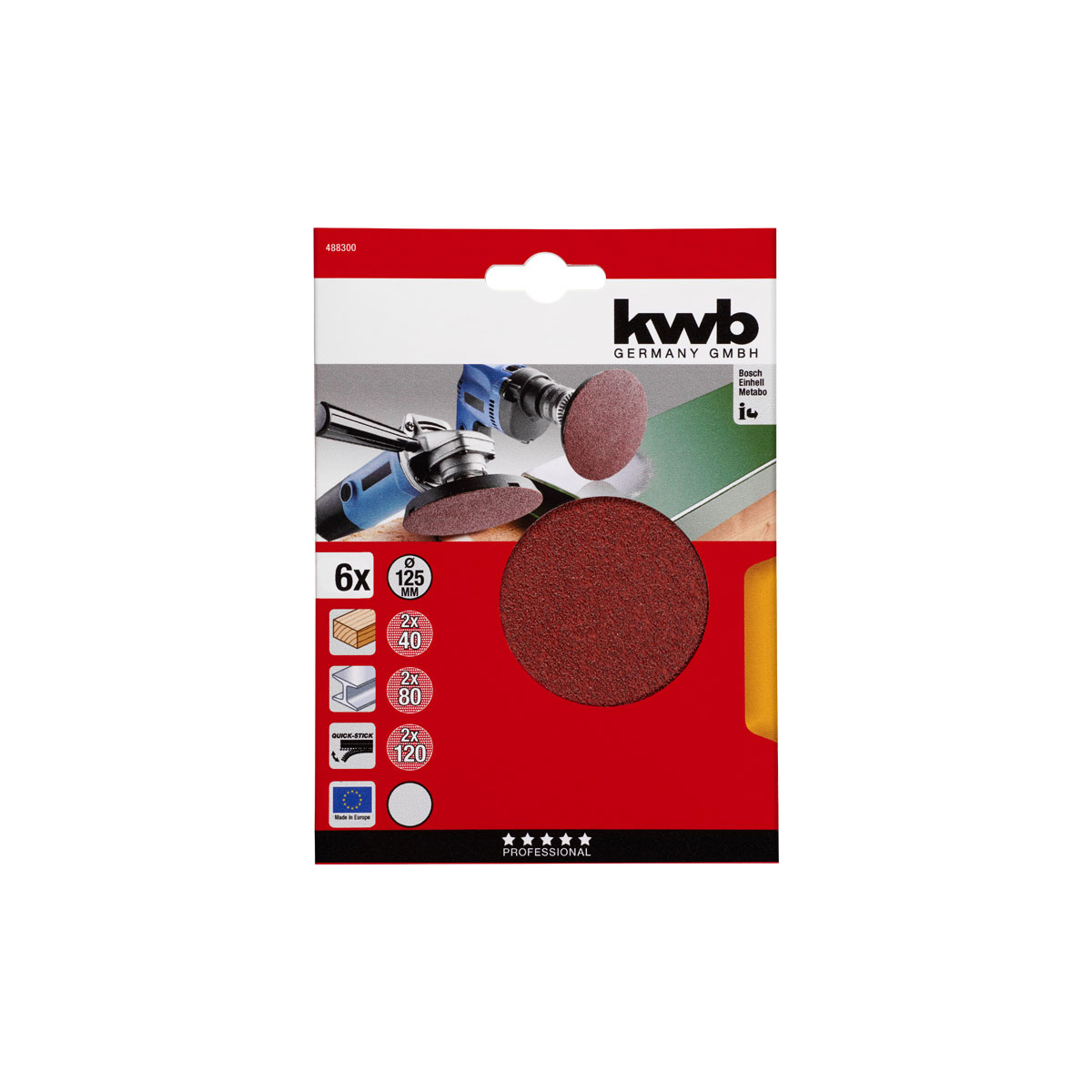 kwb  Schleifscheiben Quick-Stick Holz und Metall Durchmesser 125 mm Bild 2