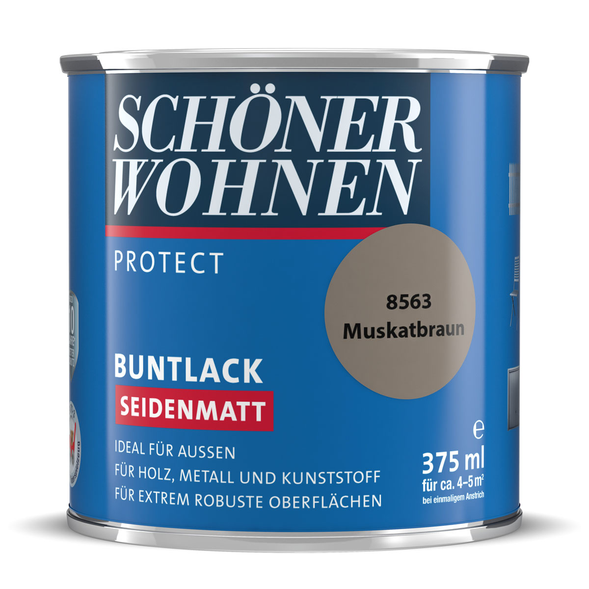Schöner Wohnen Farbe Buntlack Protect muskatbraun seidenmatt 375 ml