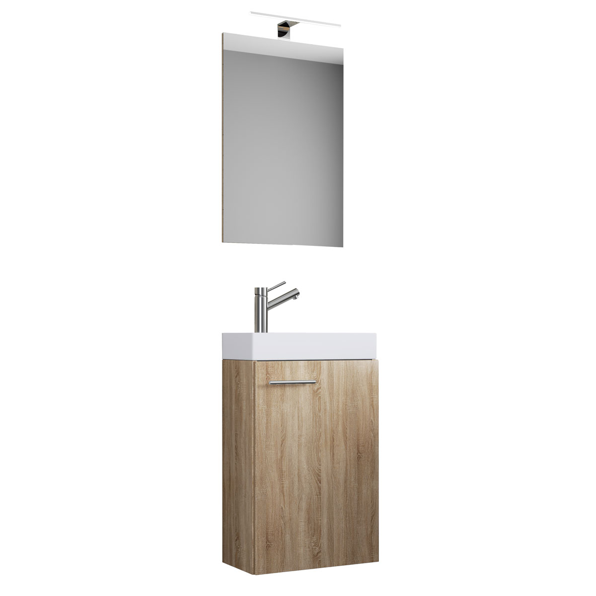 Gäste-Waschplatz Slito mit Spiegel inkl Beleuchtung Sonoma-Eiche Bild 1