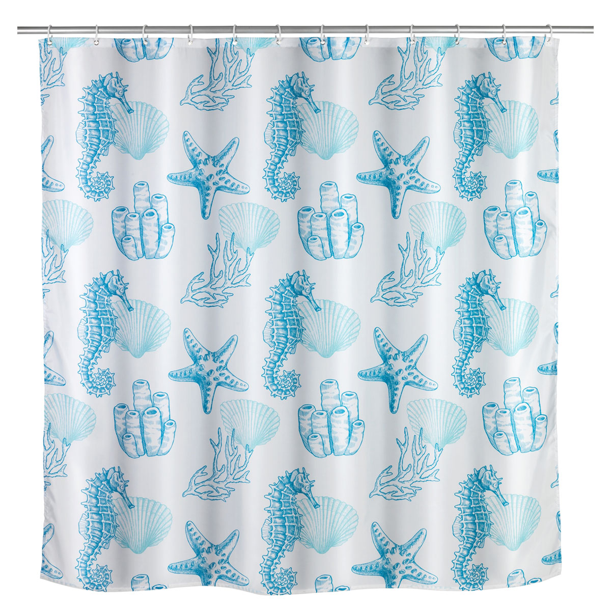 Wenko  Anti-Schimmel Duschvorhang Lagoa Textil Polyester 180 x 200 cm waschbar Bild 1