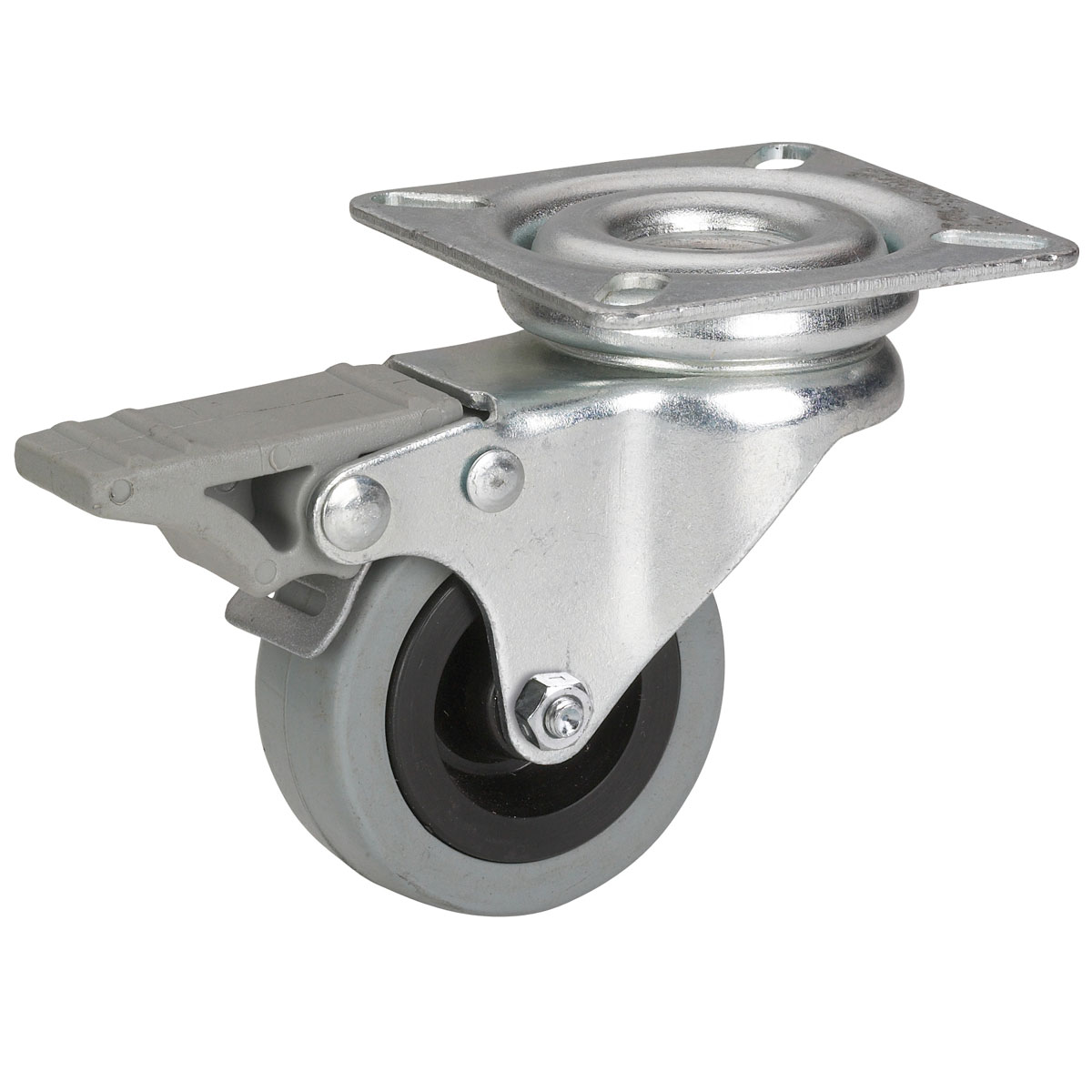 Dörner + Helmer Apparate-Lenkrolle mit Gummireifen und Feststeller 50 x 20 mmverzinkt