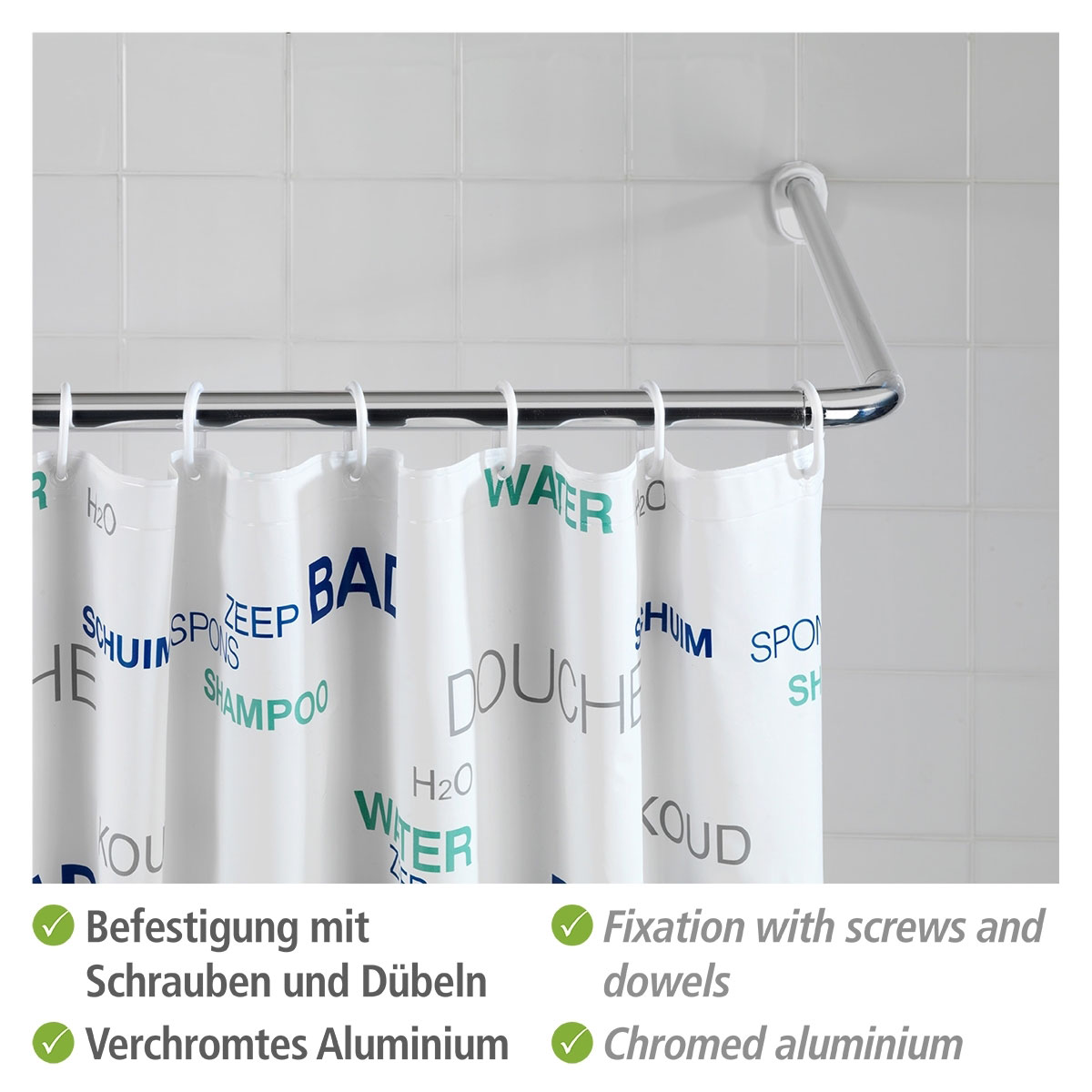 Wenko  Winkelstange Universal extra stark Chrom variabel 25 mm Bild 3