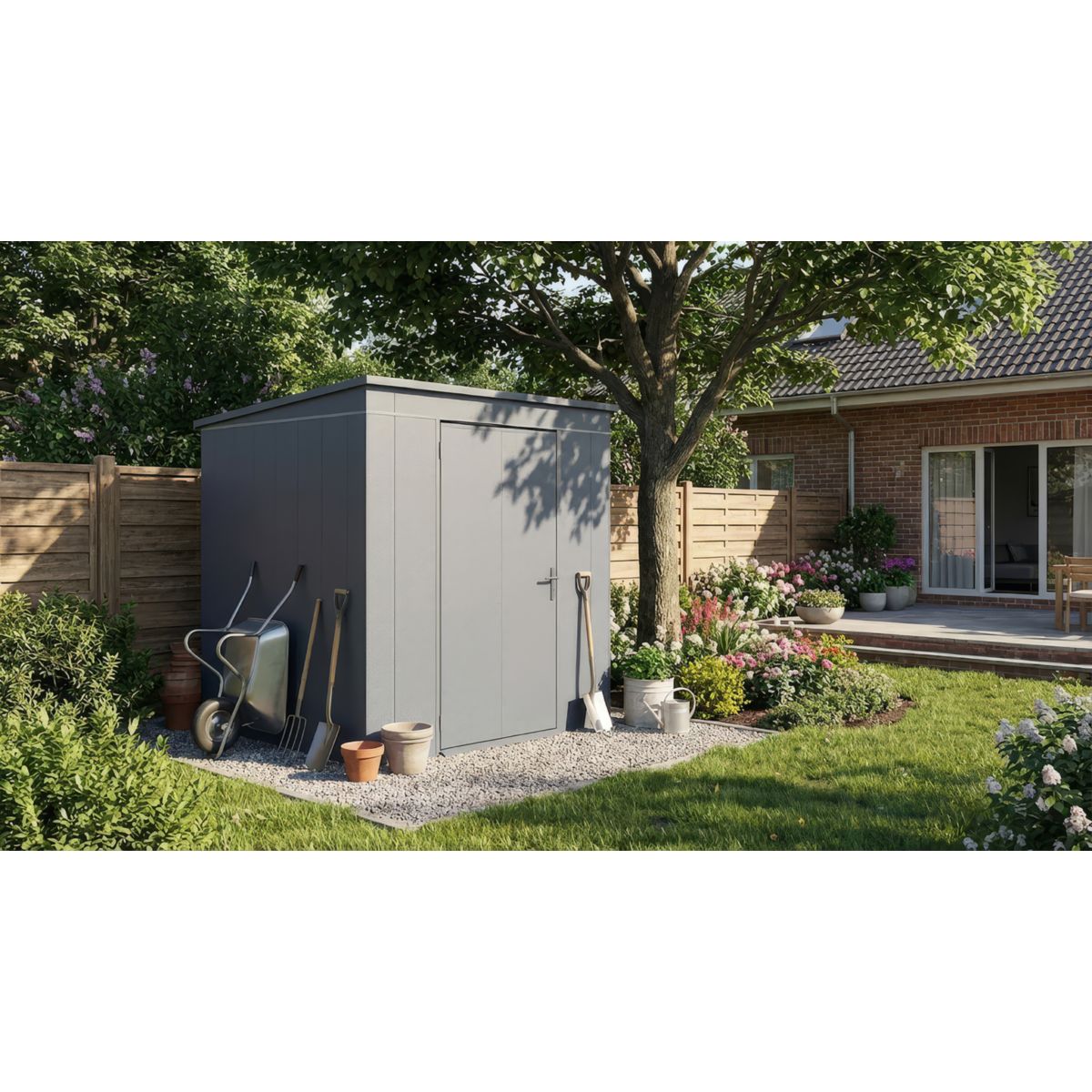 Weka Metall-Gerätehaus Gary, 0,7mm, 192 x 198, anthrazit