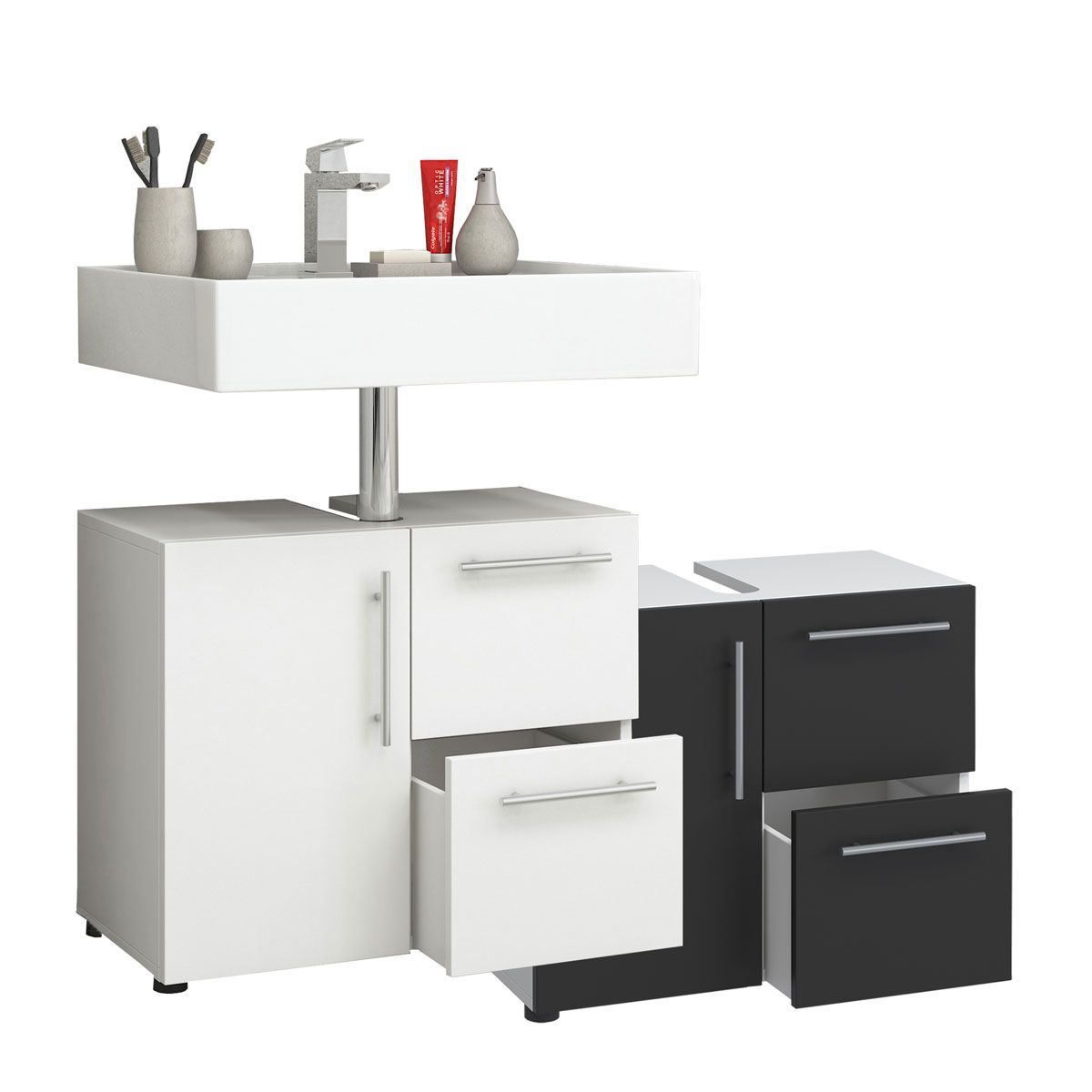 Badunterschrank Flandu weiß/schwarz Bild 3