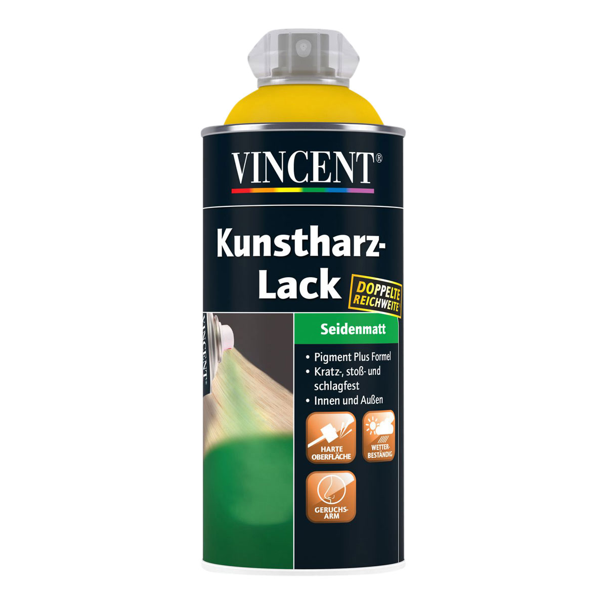 Vincent Kunstharzlack Spray Verkehrsgelb 0,4 L Seidenmatt