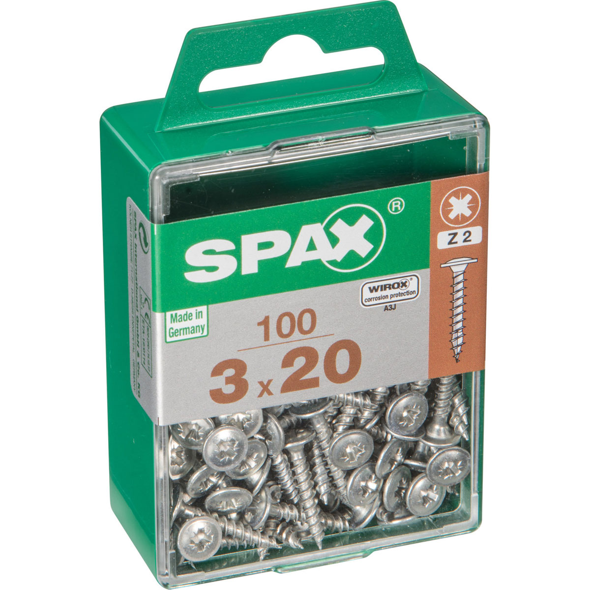 Spax Universalschrauben WIROX mit Kopfbohrung Senkkopf 3 x 20 M 100 Stück