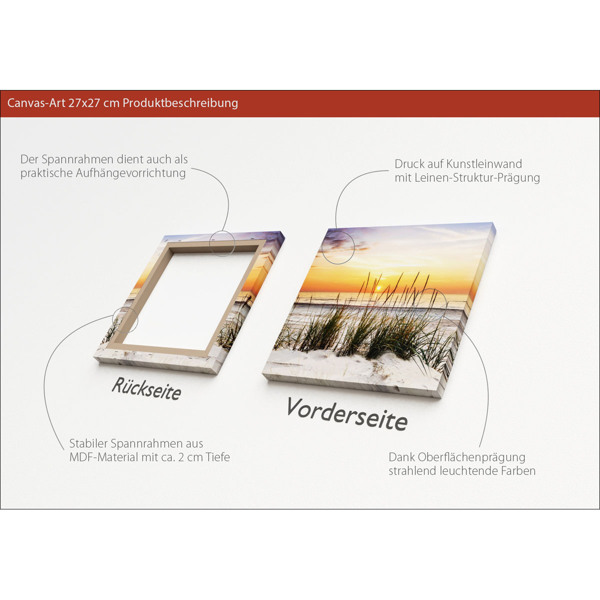 Canvas-Art Lonely Dune 30 x 30 cm Bild 3